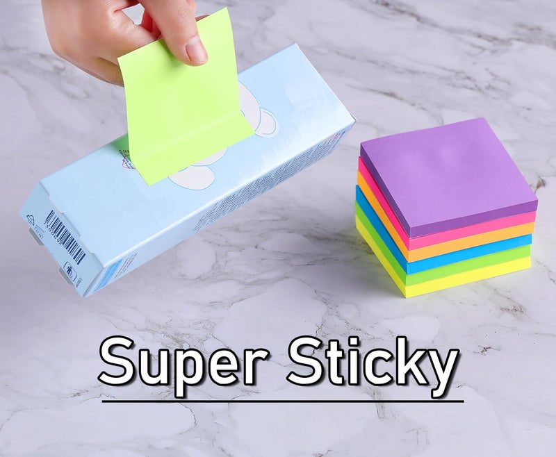 Vanpad (24 Pack) Sticky Notes 3x3 in Post Bright Stickies Colorful Super Sticking Power Memo Pads, Strong Adhesive, 74 Sheets/pad - Image 5