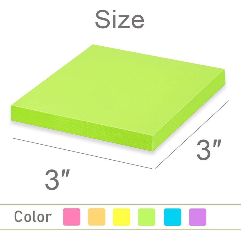 Vanpad (24 Pack) Sticky Notes 3x3 in Post Bright Stickies Colorful Super Sticking Power Memo Pads, Strong Adhesive, 74 Sheets/pad - Image 3