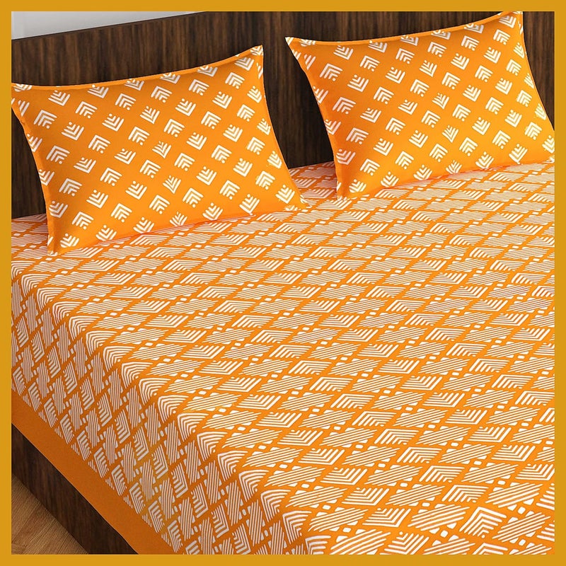 Meejoya Cotton Rajasthani Jaipuri Traditional King Size Double Bed Bedsheet with 2 Pillow Covers Jaipuri_162