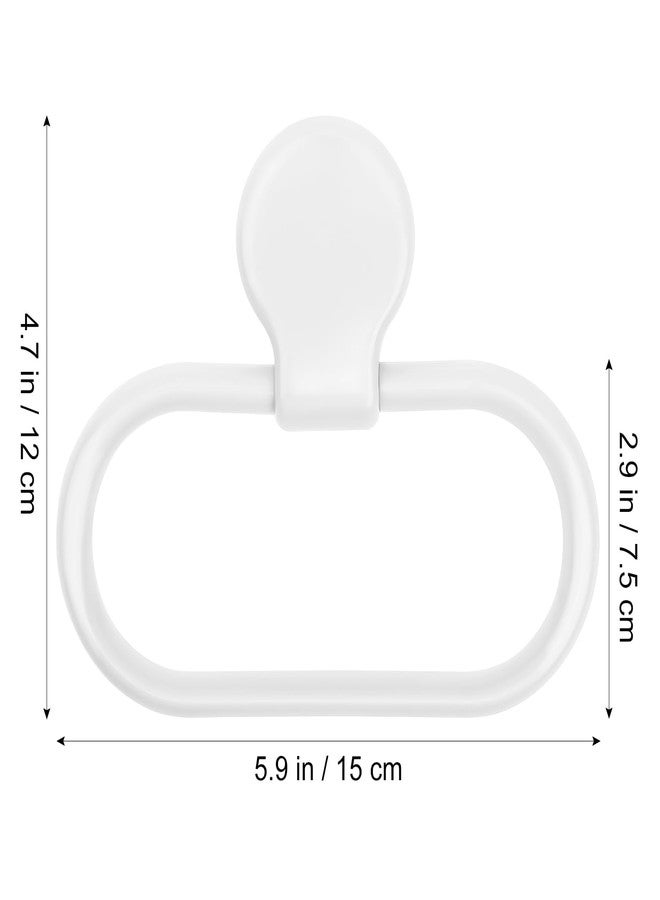 TOPBATHY Adhesive Towel Holder, White Hand Towel Holder for Wall Mounted, Plastic Oval Shower Washcloth Hanger Ring for Bathroom - Image 2