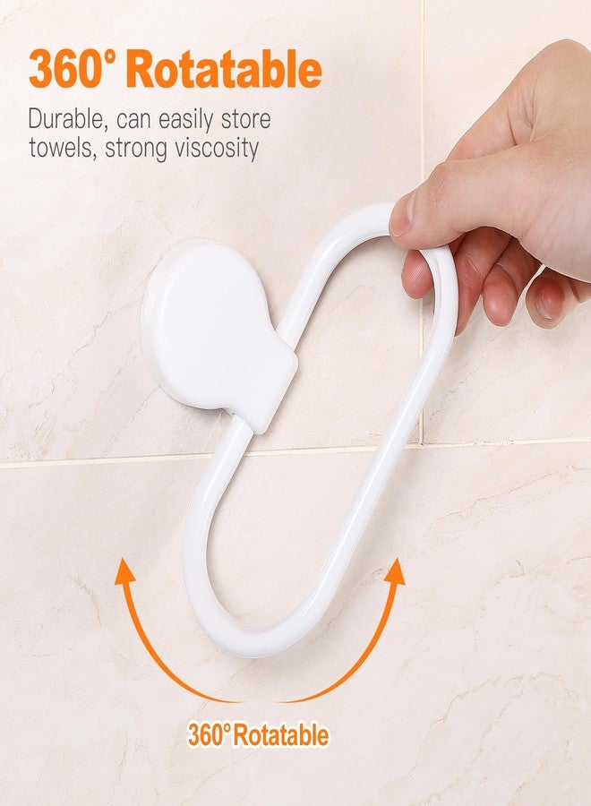 TOPBATHY Adhesive Towel Holder, White Hand Towel Holder for Wall Mounted, Plastic Oval Shower Washcloth Hanger Ring for Bathroom - Image 3