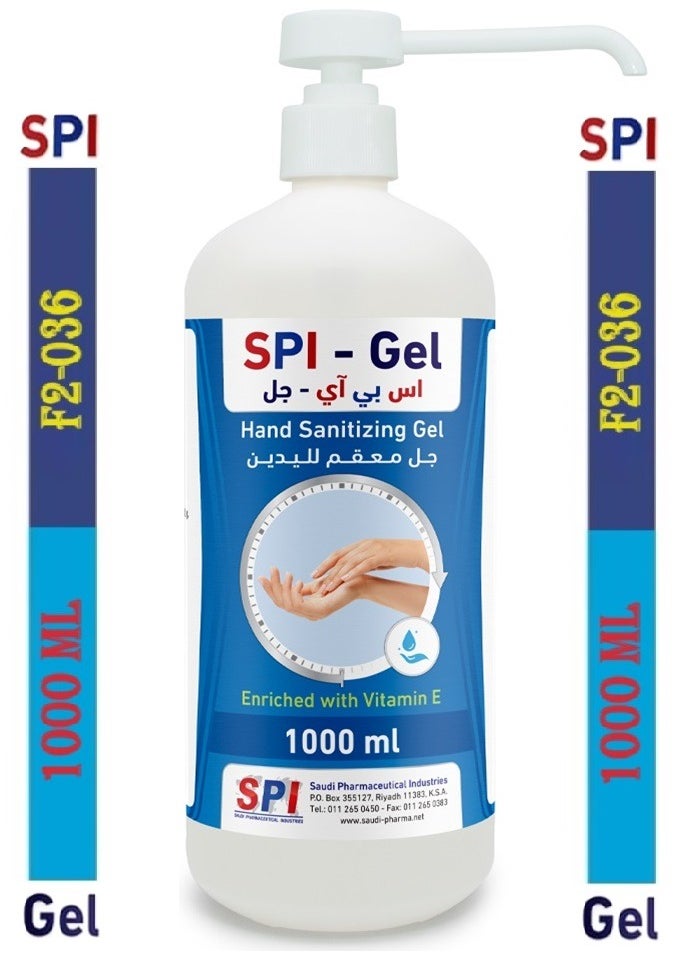 SPI - SPI Hand Sanitizer Gel 1000 ML Enriched With Vitamin E Contains 70% Ethanol Alcohol - Image 1