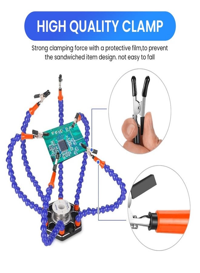 Serplex® Soldering Station with Six Flexible Arms Metal Base, Soldering Helping Hands with 6 Flexible Alligator Clip Arms Soldering Tool 6 Soldering Aid Vise for Soldering, Assembly, Repair, Crafts - Image 2