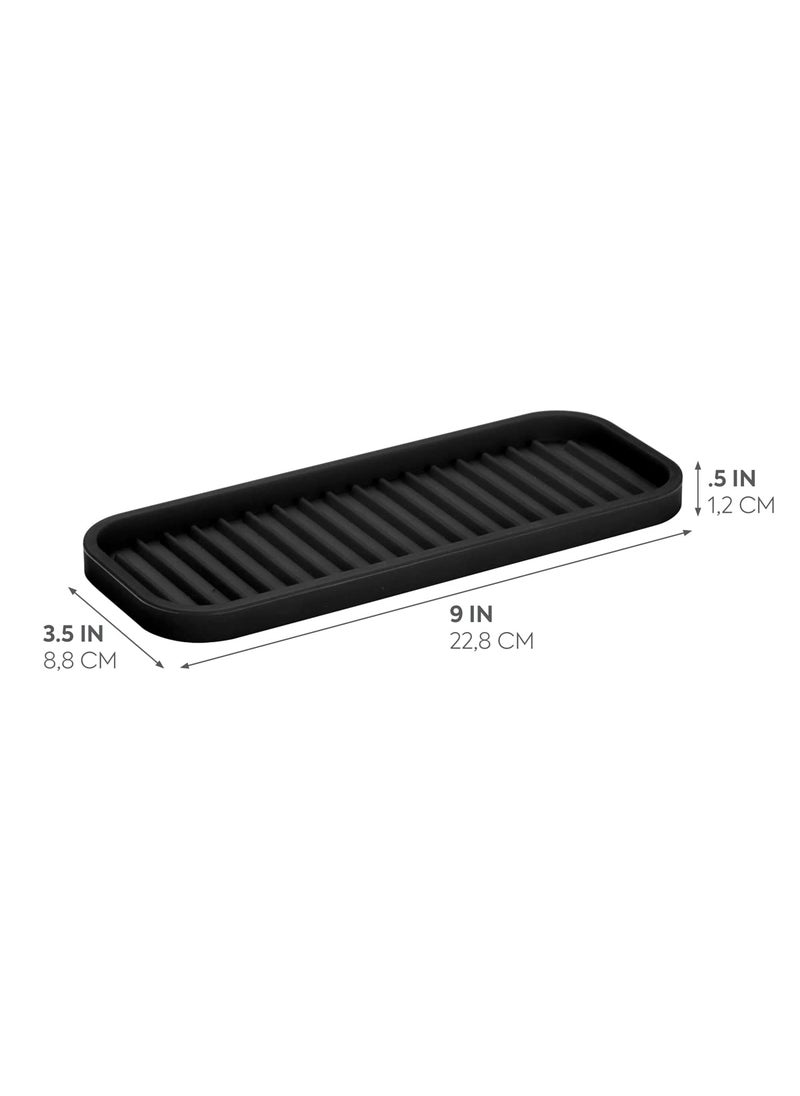 InterDesign iDesign Lineo Silicone Kitchen Sink Tray for Sponges  Scrubbers  Soap  Stovetop Spoon Holder  9"" x 3.5"" x 0.5""  Black  - Image 2