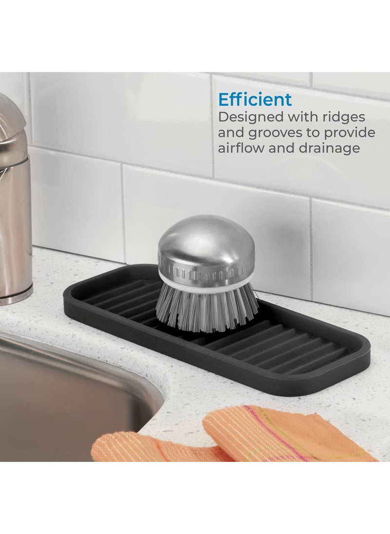 InterDesign iDesign Lineo Silicone Kitchen Sink Tray for Sponges  Scrubbers  Soap  Stovetop Spoon Holder  9"" x 3.5"" x 0.5""  Black  - Image 3