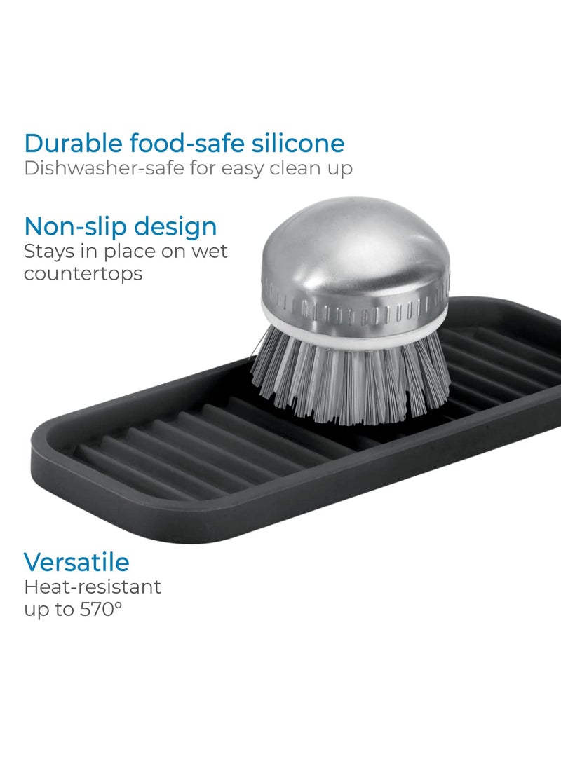 InterDesign iDesign Lineo Silicone Kitchen Sink Tray for Sponges  Scrubbers  Soap  Stovetop Spoon Holder  9"" x 3.5"" x 0.5""  Black  - Image 4