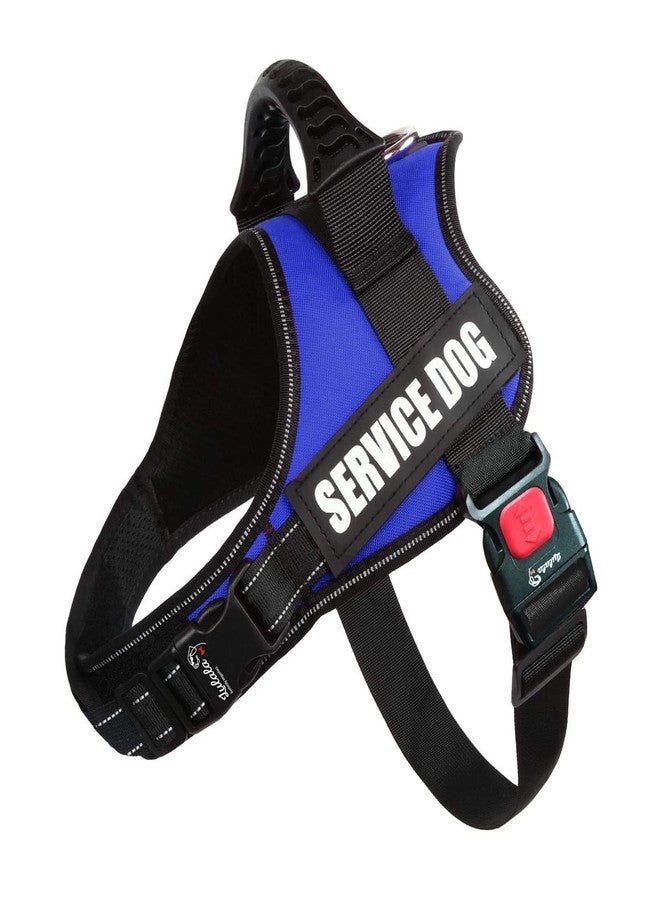Lulala Service Dog Harness, Large Medium Small Dog No-Pull Reflective Vest,Breathable Adjustable Pet Harness with Piastic Handle for Outdoor Walking -with On Off Locker(Blue L) - Image 1