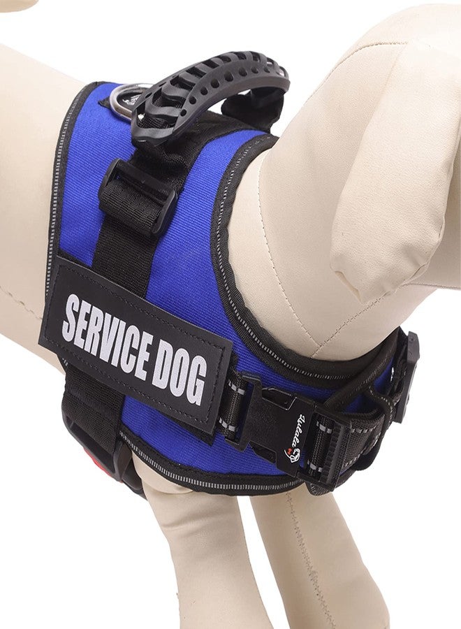 Lulala Service Dog Harness, Large Medium Small Dog No-Pull Reflective Vest,Breathable Adjustable Pet Harness with Piastic Handle for Outdoor Walking -with On Off Locker(Blue L) - Image 2