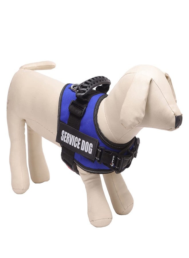 Lulala Service Dog Harness, Large Medium Small Dog No-Pull Reflective Vest,Breathable Adjustable Pet Harness with Piastic Handle for Outdoor Walking -with On Off Locker(Blue L) - Image 3