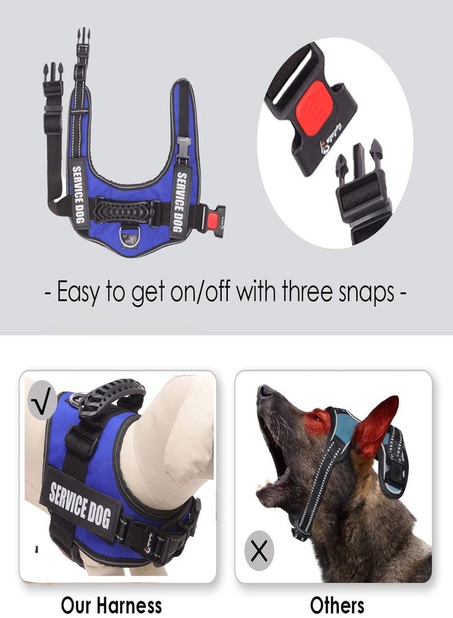 Lulala Service Dog Harness, Large Medium Small Dog No-Pull Reflective Vest,Breathable Adjustable Pet Harness with Piastic Handle for Outdoor Walking -with On Off Locker(Blue L) - Image 5