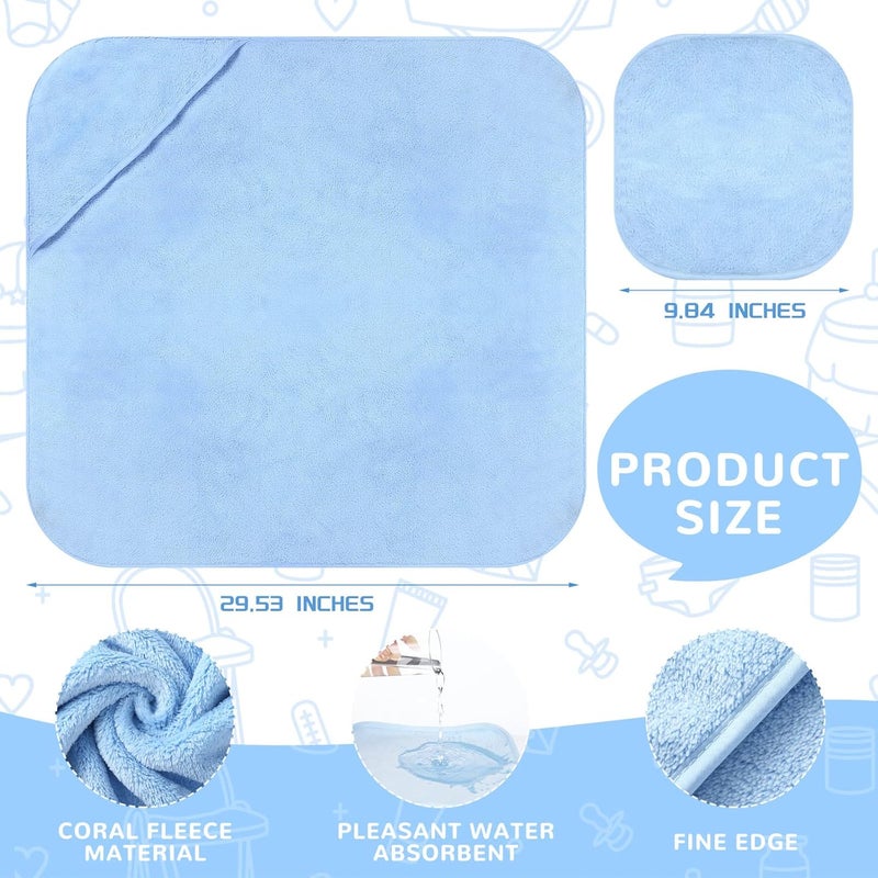 Moukeren 15 Pcs Baby Bath Towel and Washcloths Set Includes 3 Pcs Newborn Hooded Towels and 12 Pcs Newborn Washcloths Absorbent Coral Fleece for Baby Toddler Boy Girl Infant Essentials Gift - Image 2