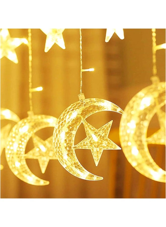 أضواء زينة رمضان 3.5 متر ستارة زخرفية مرصعة بالنجوم أضواء رمضان أقمار ونجوم LED ضوء ليلي لديكور المنزل في رمضان - Image 1