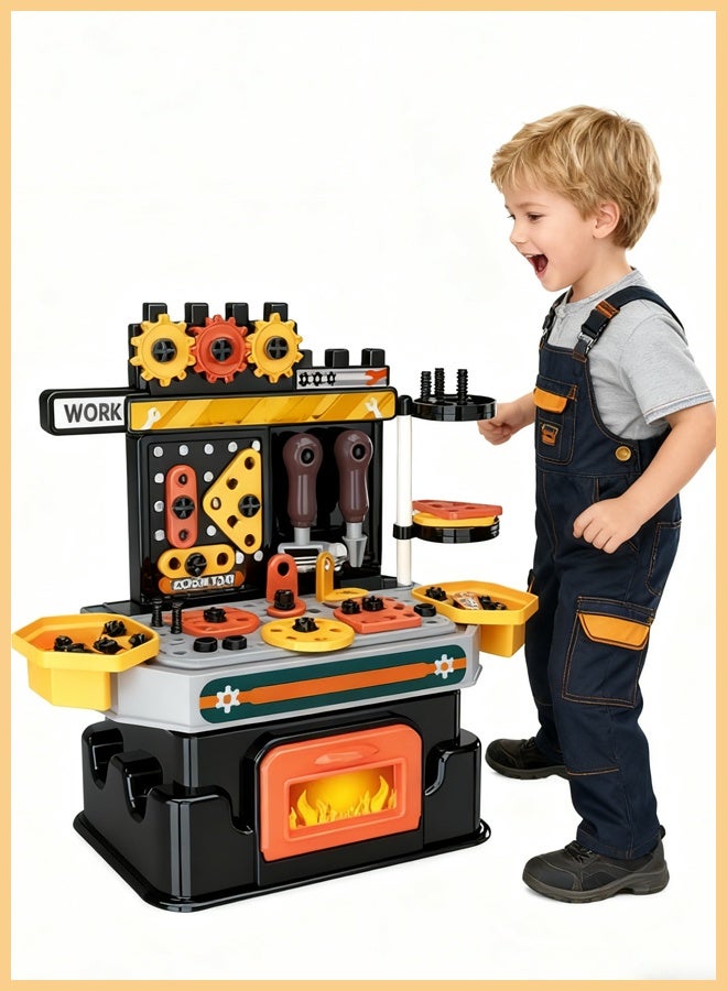 Quivlox Kids Tool Bench Set,Small Simulation Tool Bench Toy,57-piece Montessori STEM Plastic Toys with Realistic Screws, Nuts, Screwdrivers, and More for Educational Construction and Engineering Play for Toddler Boys and Girls - Image 3