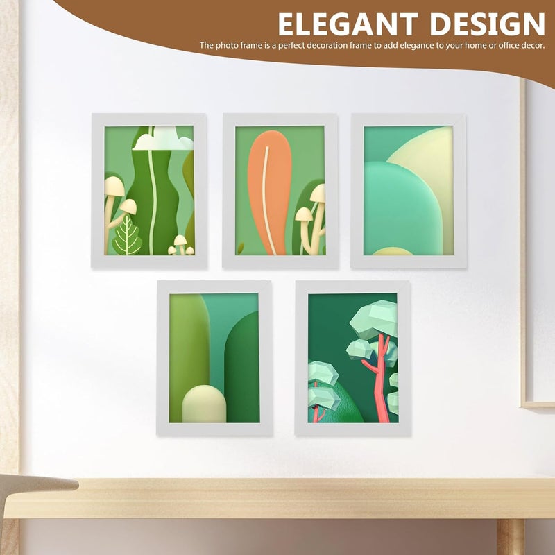 إطار صور زخرفي من Ciieeo 5 قطع مقاس 5x7 بوصة إطارات صور بيضاء من PVC للتعليق على الحائط والوقوف على المكتب لغرفة المعيشة غرفة النوم ديكور المنزل - Image 5