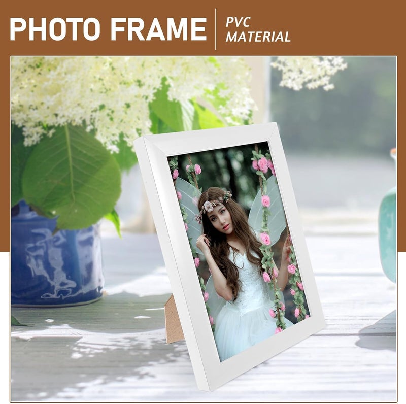 إطار صور زخرفي من Ciieeo 5 قطع مقاس 5x7 بوصة إطارات صور بيضاء من PVC للتعليق على الحائط والوقوف على المكتب لغرفة المعيشة غرفة النوم ديكور المنزل - Image 4