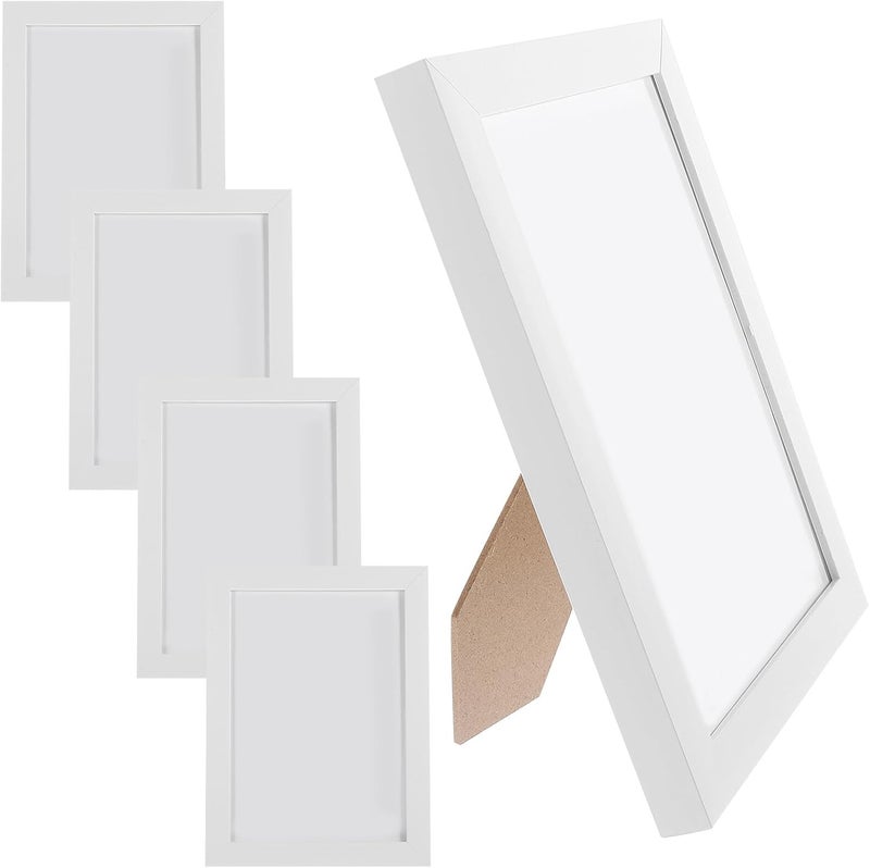 إطار صور زخرفي من Ciieeo 5 قطع مقاس 5x7 بوصة إطارات صور بيضاء من PVC للتعليق على الحائط والوقوف على المكتب لغرفة المعيشة غرفة النوم ديكور المنزل - Image 1