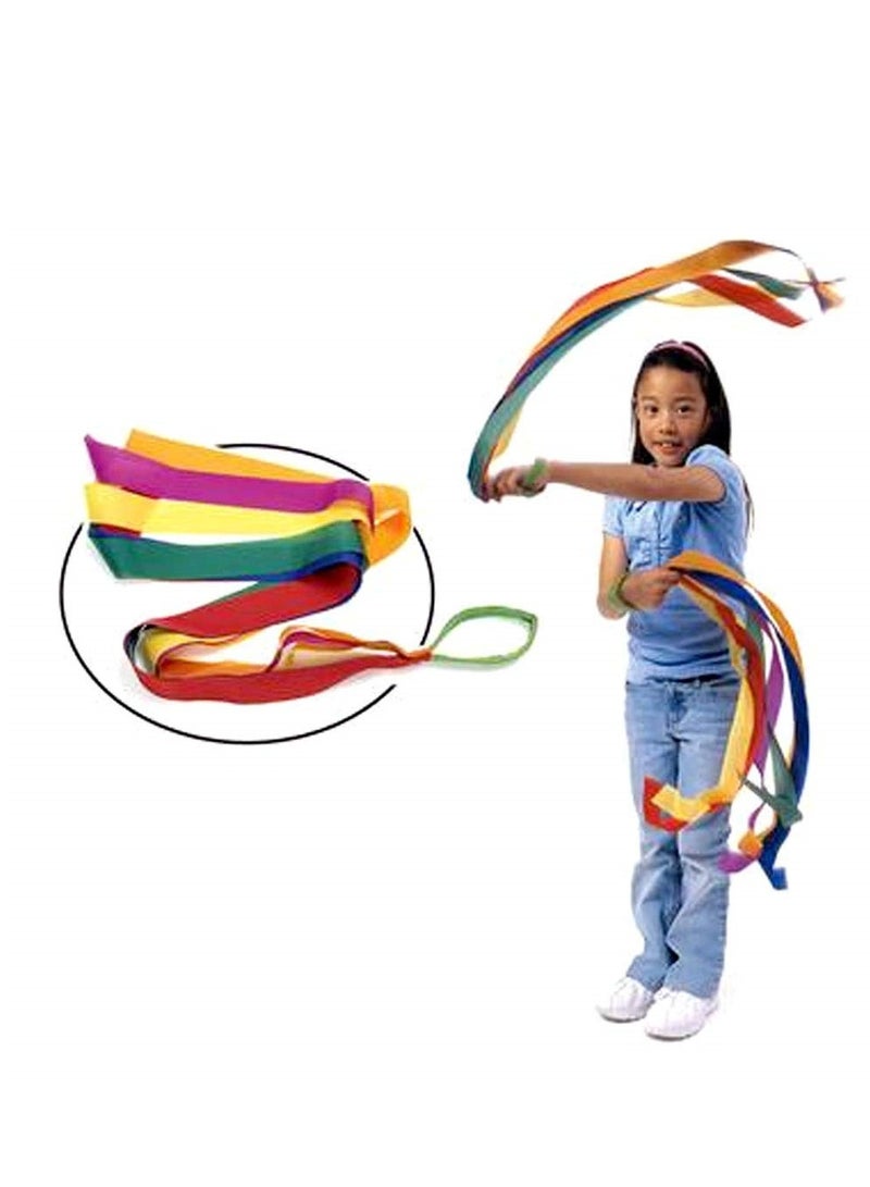Generic 12 Pcs Rainbow Rhythm Ribbon Dance Wand Gymnastics Toys for Kids  - Image 2