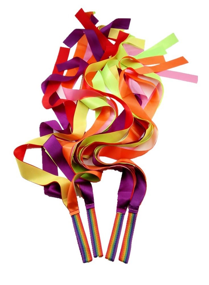 Generic 12 Pcs Rainbow Rhythm Ribbon Dance Wand Gymnastics Toys for Kids  - Image 4