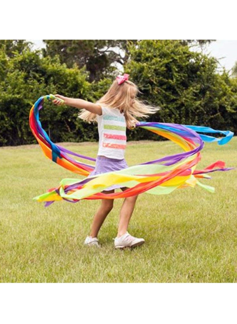 Generic 12 Pcs Rainbow Rhythm Ribbon Dance Wand Gymnastics Toys for Kids  - Image 5