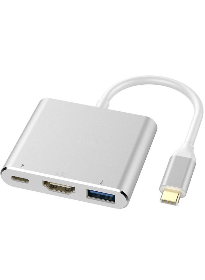 3-in-1 3.0hub High-definition 4k Usb Hub Pd Charging Type To Hd Converter Dock Digital Computer/usb Hub/usb Hub-Number Of Interfaces:Silver