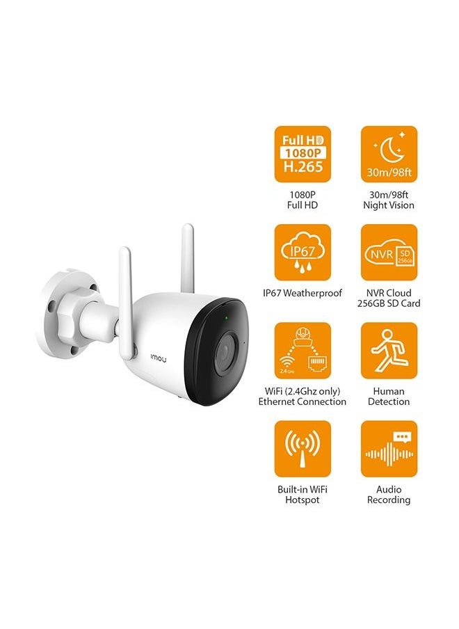 IMOU - 2MP IP67 Outdoor Security Camera/Up to 256GB SD Card/ Human Detection/Motion Detection/Built-in Spotlight/ Built-in Hotspot/Audio Recording/ Bullet 2C - Image 1