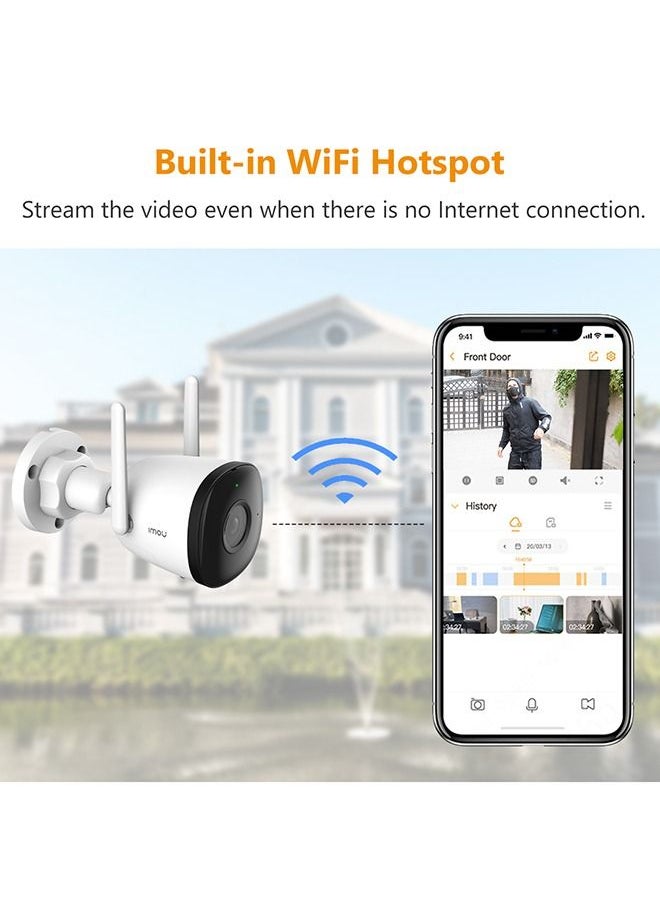 IMOU - 2MP IP67 Outdoor Security Camera/Up to 256GB SD Card/ Human Detection/Motion Detection/Built-in Spotlight/ Built-in Hotspot/Audio Recording/ Bullet 2C - Image 1