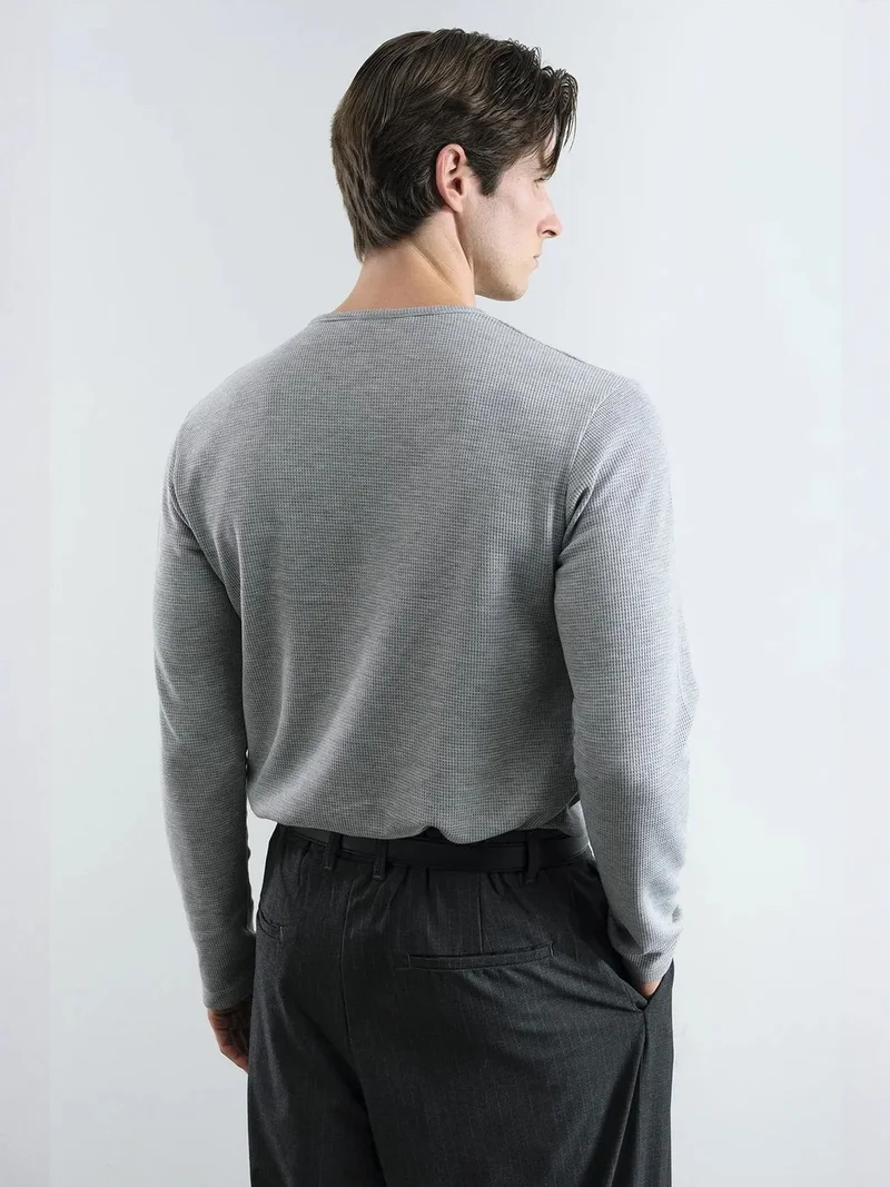 GIESTO Comfort Fit Button Collar Long Sleeve T-Shirt