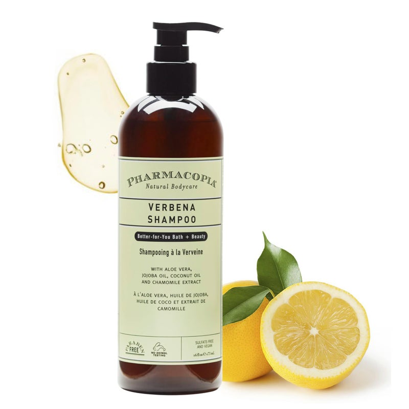 Pharmacopia Verbena Shampoo  Natural Hair Care with Plant Based  Organic Ingredients Aloe Vera Jojoba Oil Coconut Oil and Chamomile Extract  Vegan Cruelty Free No Parabens or Sulfates 16 oz