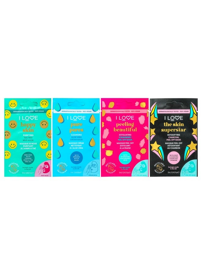 آي لاف مجموعة أقنعة الوجه "أنا أحب وقت الوجه والبرد" - مجموعة العناية الذاتية بأقنعة الوجه - قناع التقشير، قناع الطين، ومجموعة أقنعة الكريم - مهدئ ومرطب - 4 قطع - Image 2