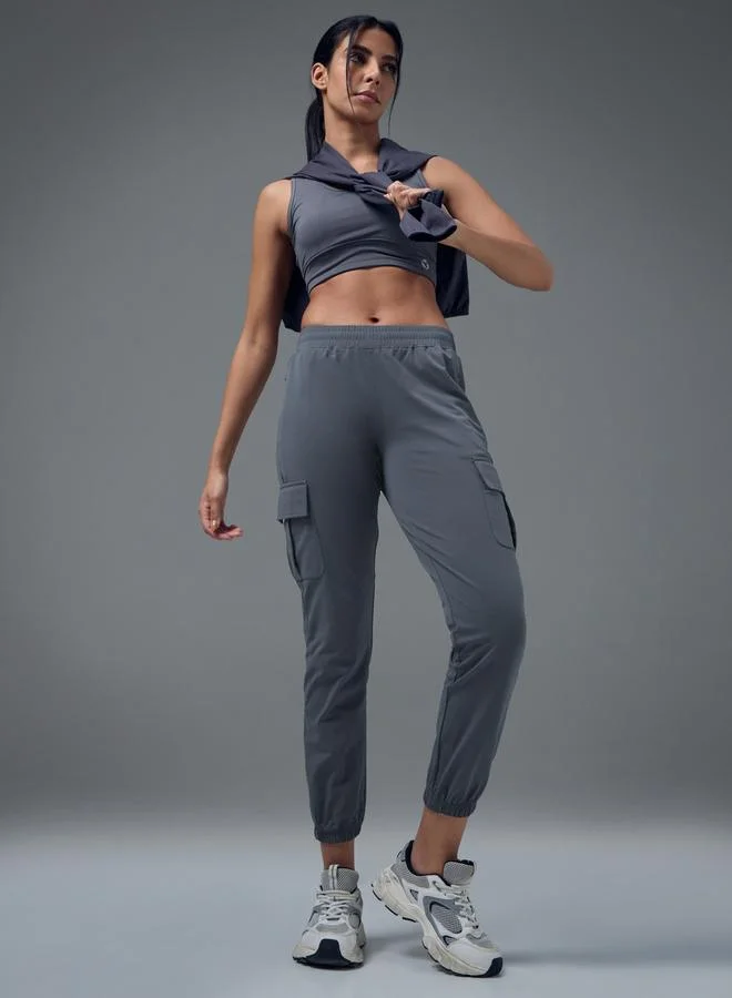 Technosport Slim Fit Solid Cargo Joggers with TECHNO GUARD