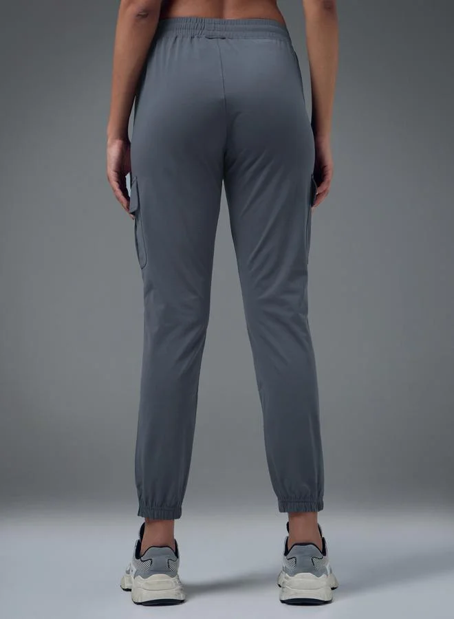 Technosport Blue Slim Fit Solid Cargo Joggers with TECHNO GUARD for Women | Best Price UAE