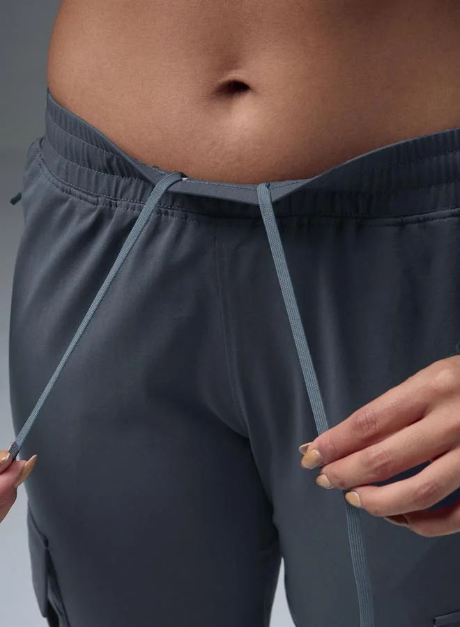 Technosport Blue Slim Fit Solid Cargo Joggers with TECHNO GUARD for Women | Best Price UAE