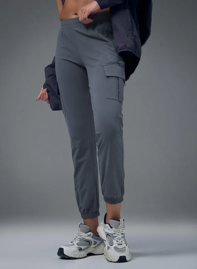 Technosport Slim Fit Solid Cargo Joggers with TECHNO GUARD