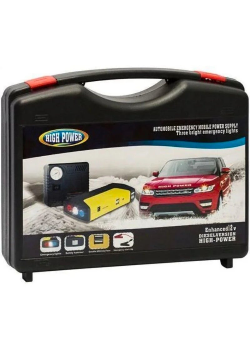 Car Jump Starter 12V with Air Compressor | Portable Power Bank | Emergency Battery Booster | LED Flashlight | USB Charging | For Petrol & Diesel Vehicles