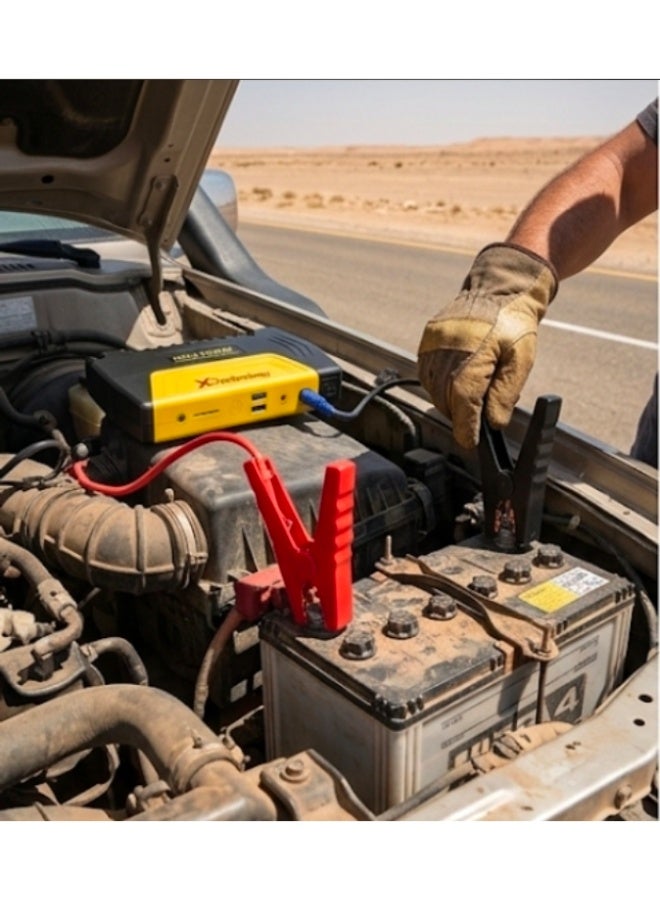 High Power Emergency Battery Booster | Car Jump Starter 12V with Air Compressor | Portable Power Bank | LED Flashlight | USB Charging | For Petrol & Diesel Vehicles - Image 2
