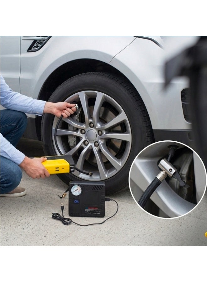 High Power Emergency Battery Booster | Car Jump Starter 12V with Air Compressor | Portable Power Bank | LED Flashlight | USB Charging | For Petrol & Diesel Vehicles - Image 3