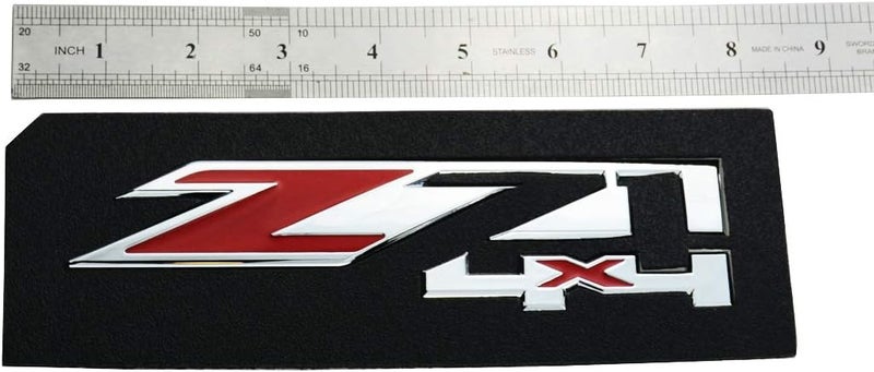 2x Z71 4x4 badges compatible with badges, suitable for Silverado Sierra Tahoe (red chrome plated) - Image 2