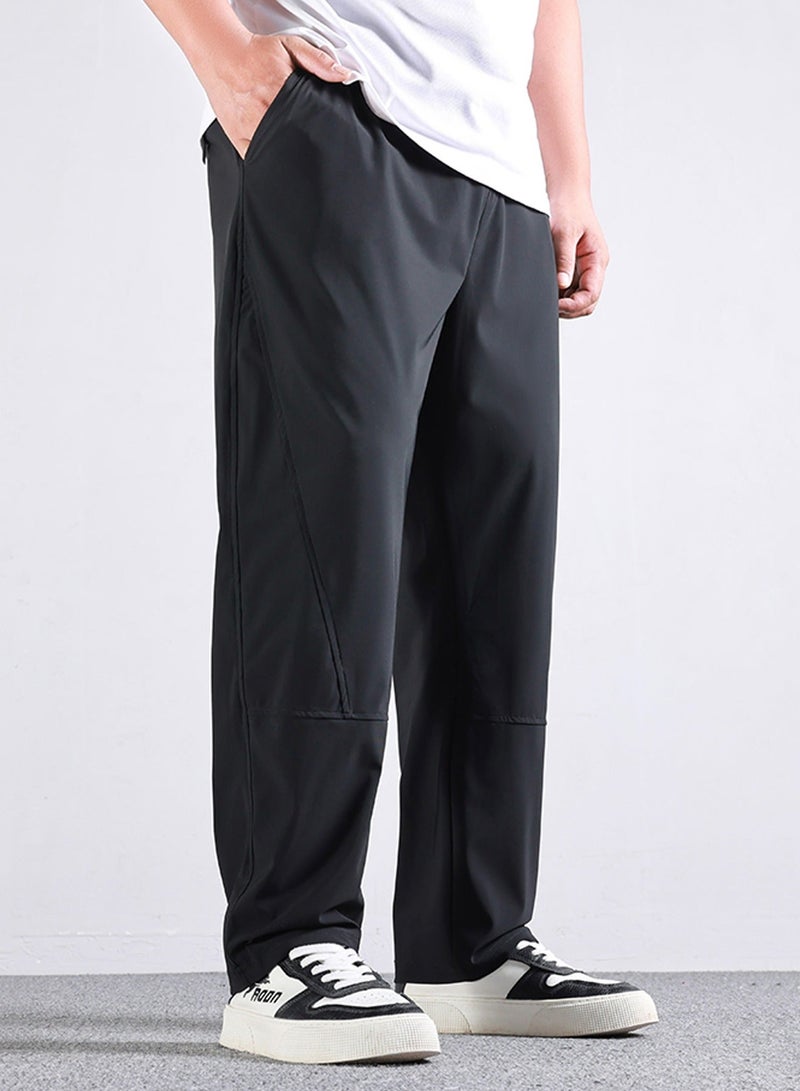 PATELIS Men's Plus size Casual Sweatpants,Drawstring Waist Pants With Pockets,Breathable Ice Silk quick drying Loose Long Pants,Fashion Straight Leg Pants waterproof fabric For Daily Wear and exercise - Image 5