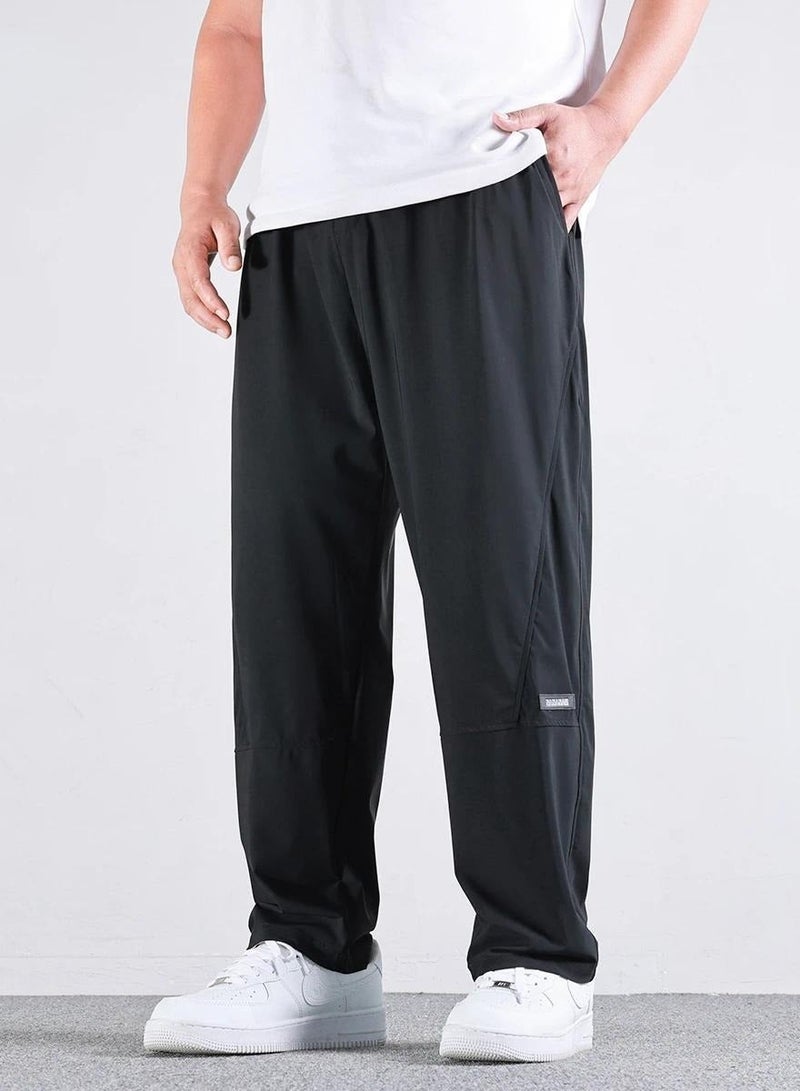 PATELIS Men's Plus size Casual Sweatpants,Drawstring Waist Pants With Pockets,Breathable Ice Silk quick drying Loose Long Pants,Fashion Straight Leg Pants waterproof fabric For Daily Wear and exercise - Image 2