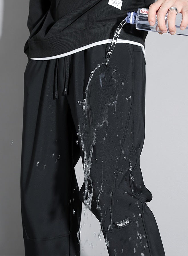 PATELIS Men's Plus size Casual Sweatpants,Drawstring Waist Pants With Pockets,Breathable Ice Silk quick drying Loose Long Pants,Fashion Straight Leg Pants waterproof fabric For Daily Wear and exercise - Image 4