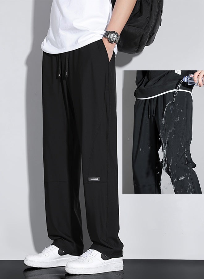 PATELIS Men's Plus size Casual Sweatpants,Drawstring Waist Pants With Pockets,Breathable Ice Silk quick drying Loose Long Pants,Fashion Straight Leg Pants waterproof fabric For Daily Wear and exercise - Image 1