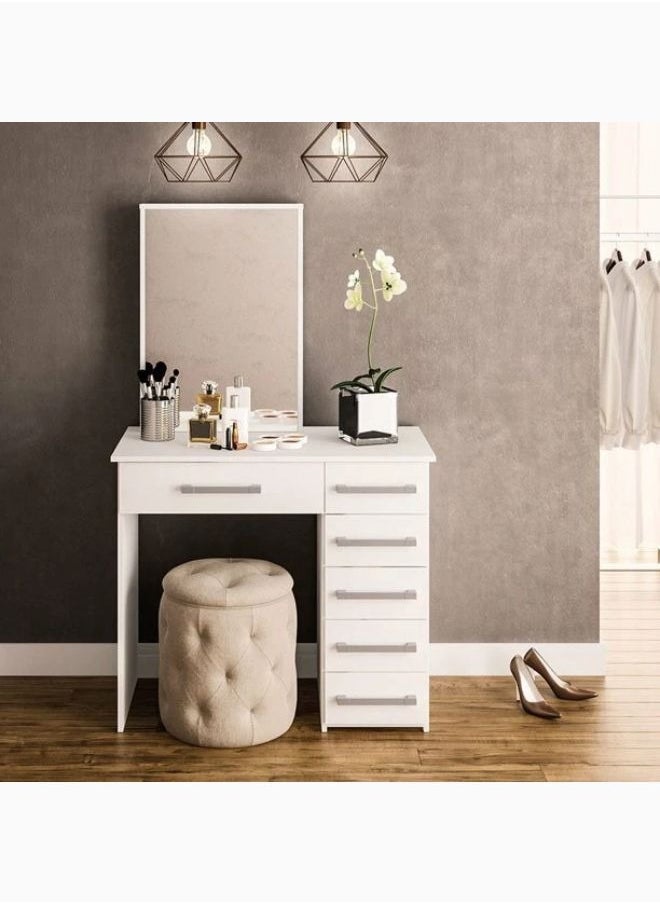 KARNAK Karnak Jocelyne Dressing Vanity with Mirror – White Modern Makeup Table with 6 Drawers & Storage Organizer Compact Standing Mirror Dresser for Bedroom  - Image 2