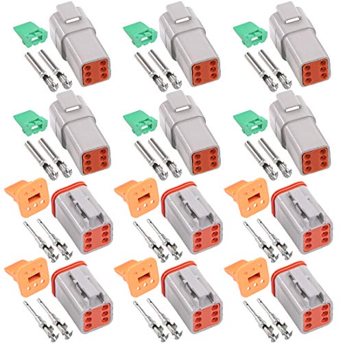 Glarks 78Pcs 6 Pin Way Sealed Gray Male and Female Auto Waterproof Electrical Wire Connector Plug 22-16AWG Connector for Motorcycle, Scooter, Car, Truck, Boats - Image 1