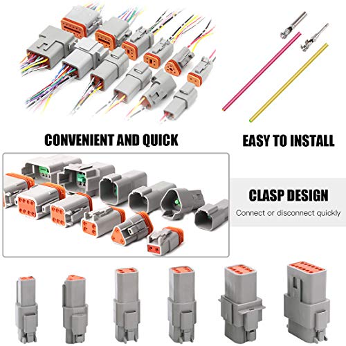Glarks 78Pcs 6 Pin Way Sealed Gray Male and Female Auto Waterproof Electrical Wire Connector Plug 22-16AWG Connector for Motorcycle, Scooter, Car, Truck, Boats - Image 5