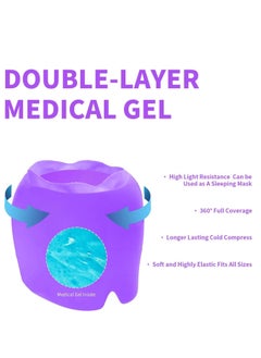 SYOSI Ice Head Wrap, Form Fitting Gel Headache/Migraine Relief Hat, Cold Therapy Migraine Mask, Comfortable & Strechable Pack Eye Mask for Puffy Eyes, Tension, Purple  - Image 2