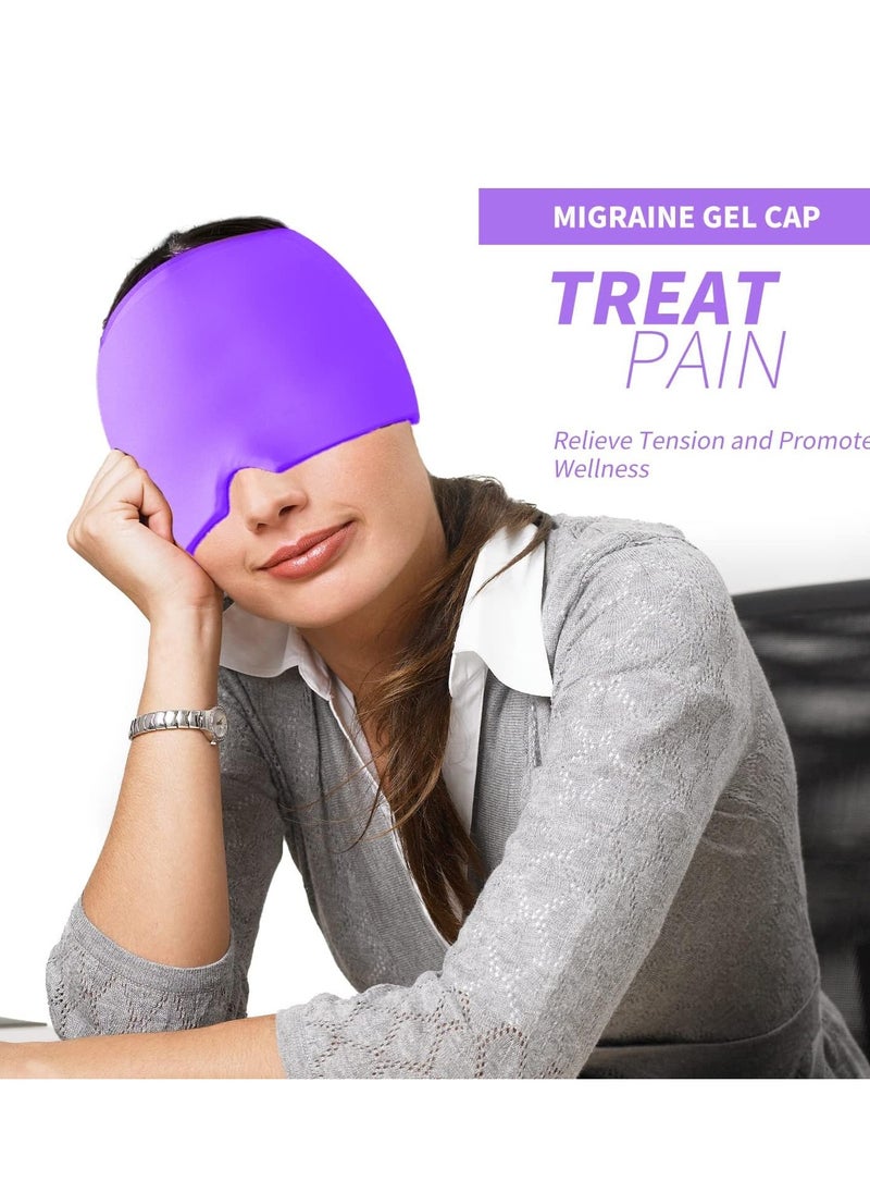 SYOSI Ice Head Wrap, Form Fitting Gel Headache/Migraine Relief Hat, Cold Therapy Migraine Mask, Comfortable & Strechable Pack Eye Mask for Puffy Eyes, Tension, Purple  - Image 5