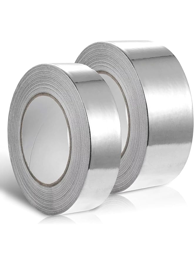 PROMASS promass Aluminum Foil Duct Tape, 2 Rolls Heat Resistant Tape, Metal Duct Tape for HVAC, Sealing and Patching Hot and Cold Air Ducts, Silver (50mm x 20m, 30mm x 20m)  - Image 1