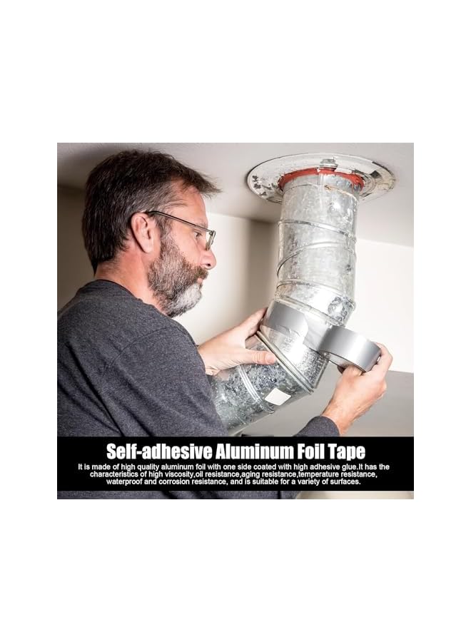 PROMASS promass Aluminum Foil Duct Tape, 2 Rolls Heat Resistant Tape, Metal Duct Tape for HVAC, Sealing and Patching Hot and Cold Air Ducts, Silver (50mm x 20m, 30mm x 20m)  - Image 4