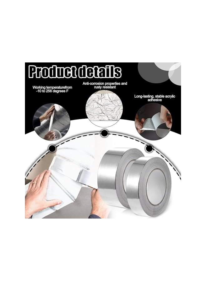 PROMASS promass Aluminum Foil Duct Tape, 2 Rolls Heat Resistant Tape, Metal Duct Tape for HVAC, Sealing and Patching Hot and Cold Air Ducts, Silver (50mm x 20m, 30mm x 20m)  - Image 3