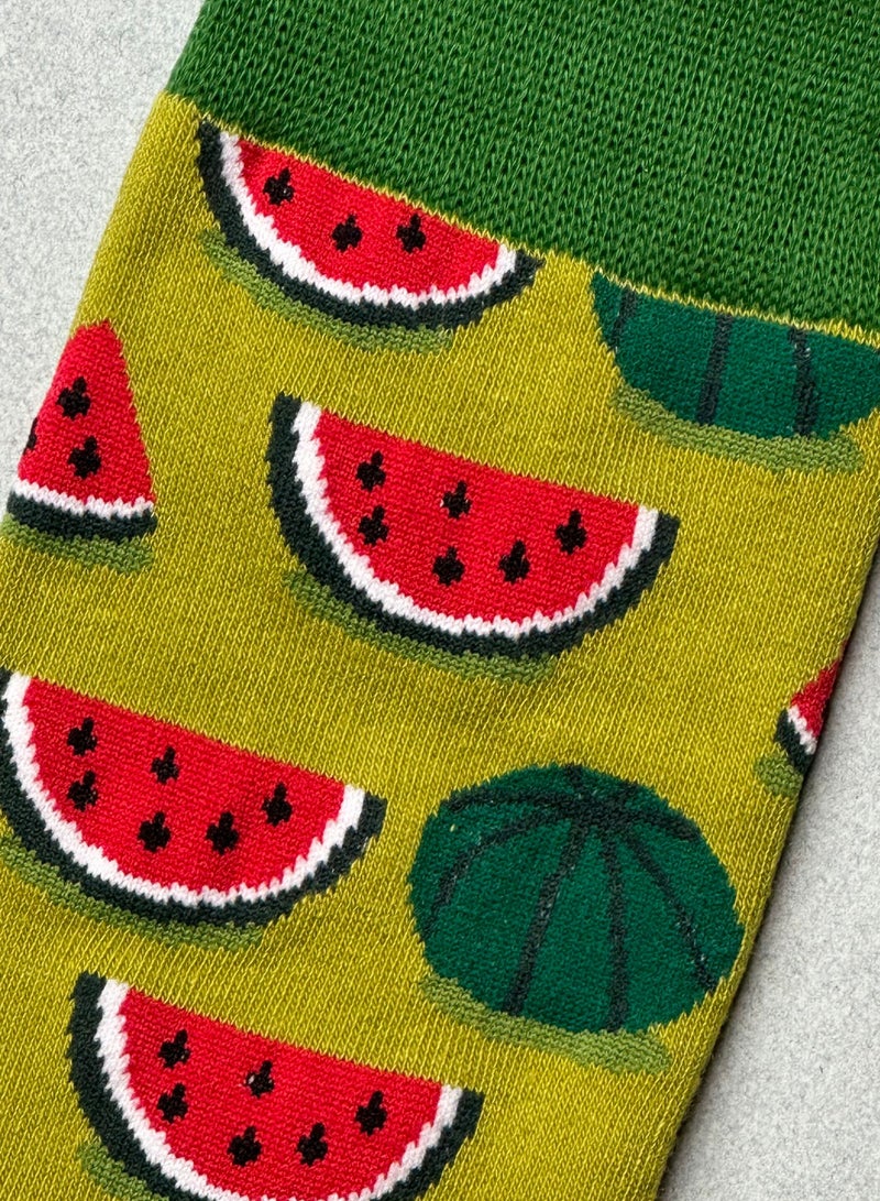 Cotton Soft Funny Socks for Men Women | Watermelon Slice Casual Crew Socks | Cute Cartoon Colorful Patterned Cotton Blend Ankle Dress Socks